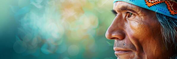 Close up portrait of a native american man photo