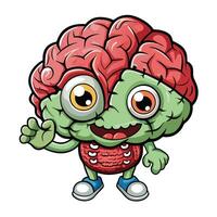 Zombie brain character, friendly expression vector