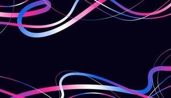 Hand Drawn Abstract Wavy Lines and Scribble Sketches with Vibrant Colors on a Black Background. Playful geometric fluid organic shapes isolated. Trendy colorful freehand line doodles. vector