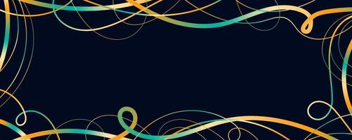Abstract Wavy Lines and Scribble Futuristic Sketches with Vibrant Colors on a Black Background. Playful geometric fluid organic shapes isolated. Trendy colorful freehand line doodles. vector