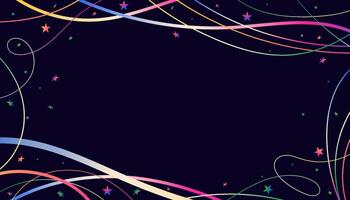 Hand Drawn Wavy Lines and Scribble Futuristic Sketches with Vibrant Colors on a Black Background. Playful geometric fluid organic shapes isolated. Trendy colorful freehand line doodles. vector