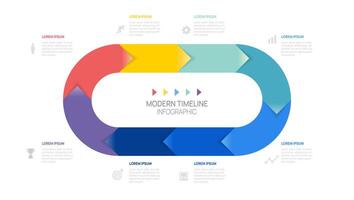 Infographic flow chart arrow business template with icons and 8 options or steps design. vector