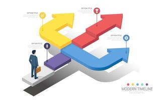 Infographics arrow symbol business road map timeline 4 steps options to success template. vector