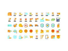 Pack of 50 online shopping icons with color fill style .online payment,wallet,discount,etc. suitable for e commerce business. vector