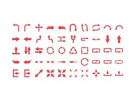 50 arrow icon pack with simple flat color style. repeat, expand, exit, download, expand, upload, refresh, undo,random etc. Suitable for app and website user interface design etc, isolated . vector