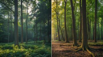 Diverse forest landscape showcasing climate change effects on natural environments photo