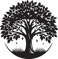 The black and white creative silhouette of a tree with leaves for your design vector
