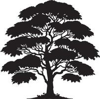 black and white silhouette of a tree for your design vector