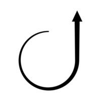 Upward trajectory arrow, circular motion, growth, progress symbol vector