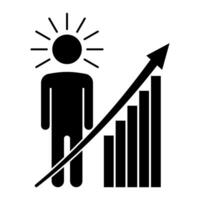 Success growth mindset, icon self development person, chart progress arrow vector