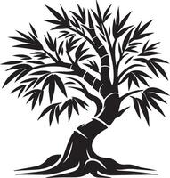 a stylized bamboo tree with leaves on a white background vector