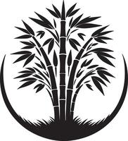 a bamboo tree with leaves and branches in a circle vector