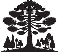 silhouette of a pine tree with many branches vector