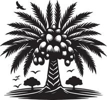 a palm tree with birds and a bird on it vector