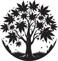 A unique black and white illustration of a tree with leaves vector