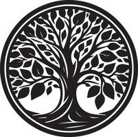 a black and white logo of a tree with leaves vector