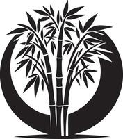 a bamboo tree in a circle with a moon in the background vector