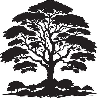 The unique black and white silhouette of a tree