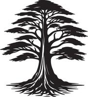 the silhouette of a tree with roots vector