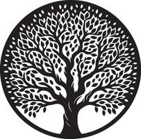 The unique black and white image of a tree in a circle vector