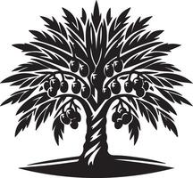 olive tree with fruit illustration vector