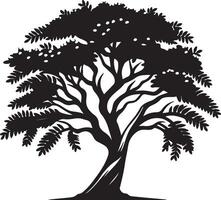 The unique clean black and white silhouette of a tree vector