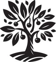 an illustration of a tree with fruit on it vector