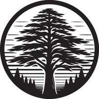 a black and white logo of a tree with a pine tree in the middle vector