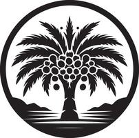 a palm tree with fruit in a circle vector