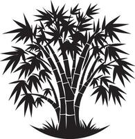 The bamboo tree silhouette on white background vector