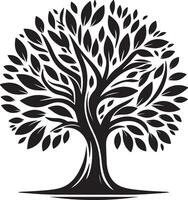 The unique black and white tree with leaves vector