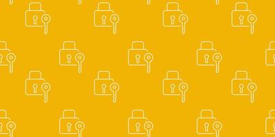 Creative lock and key pattern on vibrant yellow background for modern design projects vector