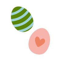 Colorful Easter eggs with patterns and heart design for holiday celebration vector