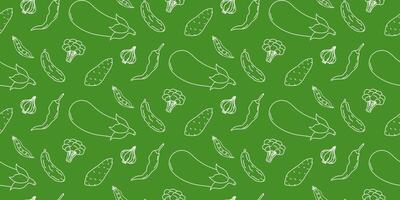 Pattern featuring various vegetables on a vibrant green background vector