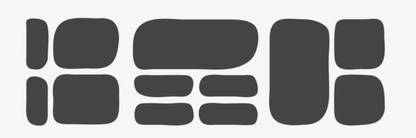 Black organic shapes for messages. Amoeba blobs forms. Abstract deformed shapes collection vector