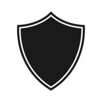 Badge shield security silhouette black sign isolated on blank background. icon in flat style. vector