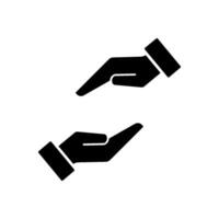 Hands icon representing care and support in a minimalistic design vector