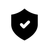 Tick mark approved with shield icon. Solid icon illustration. For website design, logo, app, template, ui, etc. vector