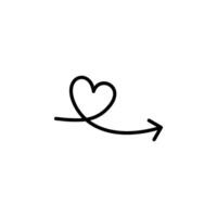 Heart shaped arrow icon. Simple doodle style, perfect for conveying concepts like love, target, direction, and aim vector