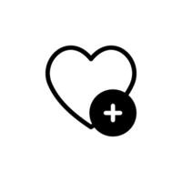 Heart with a plus sign inside a circle. Symbolizing adding to favorites, adding to a wishlist, or expressing a positive sentiment. Suitable for web design, app interfaces, and graphic design projects. vector