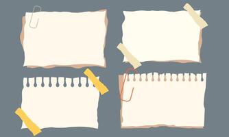 Paper Scrap Collection with Scorched Edge on Light Beige Surface vector