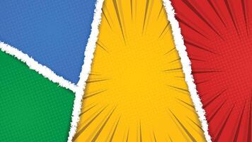 Colorful Torn Paper Comic Style Background with Halftone and Explosion vector
