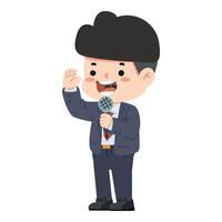 man standing and holding a microphone vector