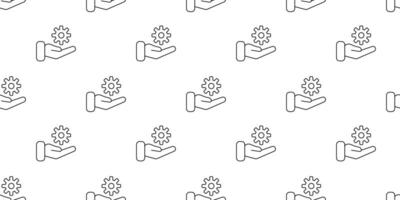 Hands offering gears symbolizing support and collaboration in innovation and technology vector