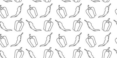 Colorful pepper pattern on a white background showcasing various pepper types vector