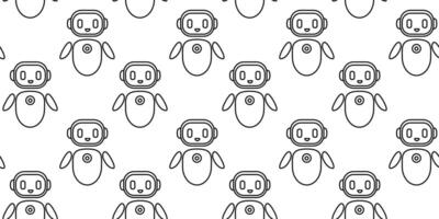 Unique pattern of cute robotic characters on a white background showcasing modern design vector