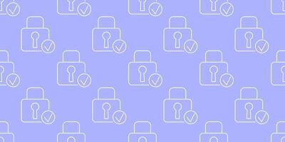 Secure padlocks and checkmarks on a purple background create a digital security theme vector