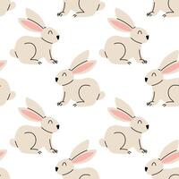 Cute rabbits sit on a simple white background with minimalistic design for various uses vector