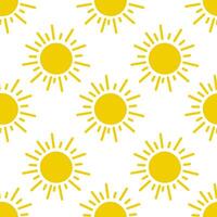 Bright yellow sun pattern on a white background for summer-themed design projects vector