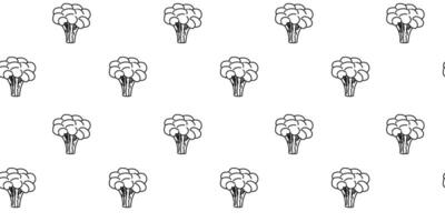 Repeating pattern of broccoli illustrations on a white background for design projects vector